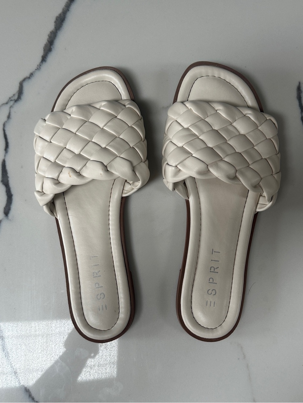 Esprit Braided Slide Sandals in Cream